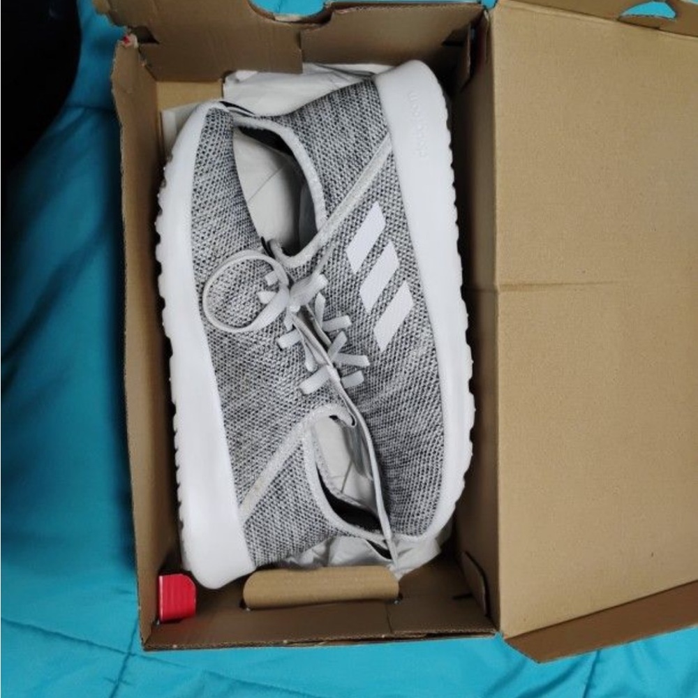 adidas Gray and White Athletic Sneakers with Sleek Design
